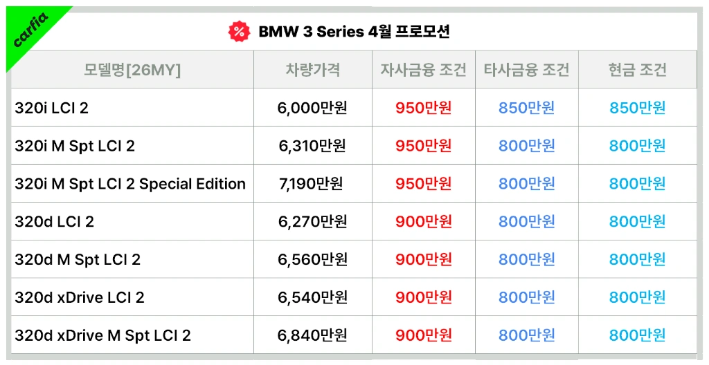BMW3시리즈4월프로모션
