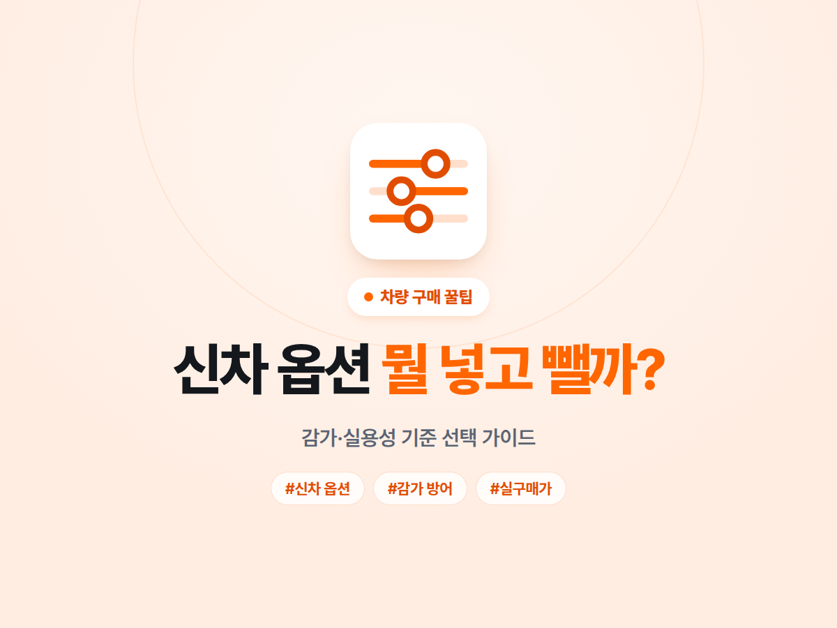 신차 옵션 뭘 넣고 뭘 뺄까, 감가·실용성 기준 선택 가이드