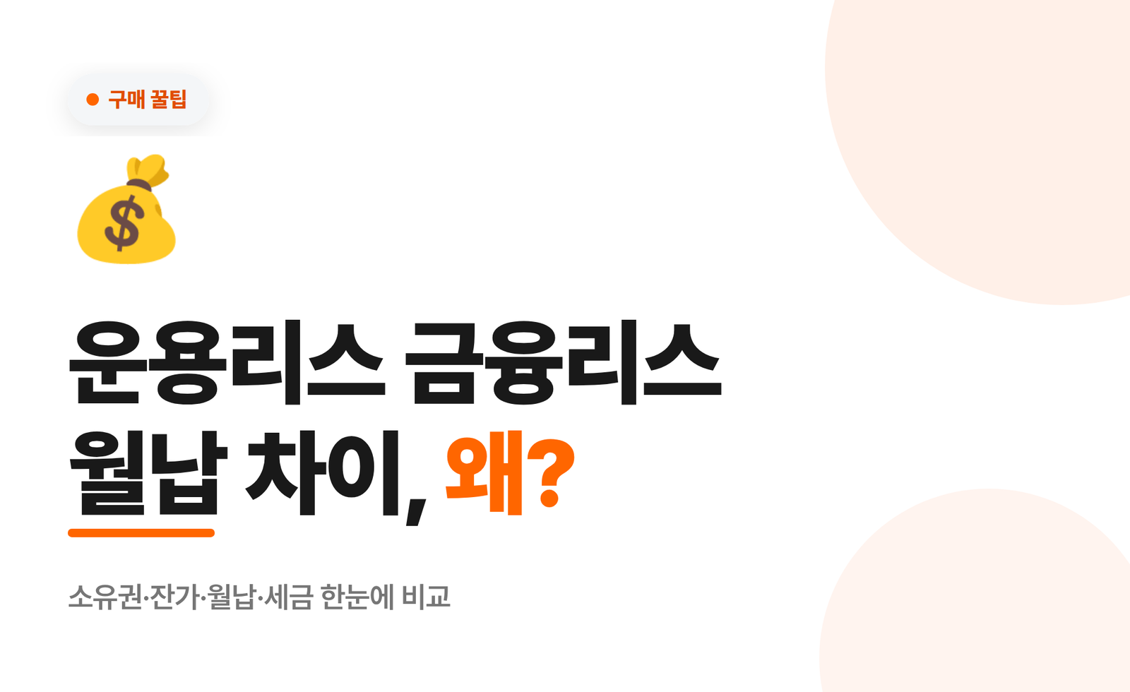 같은 리스인데 월납이 왜 다를까? 운용리스 금융리스 차이 총정리